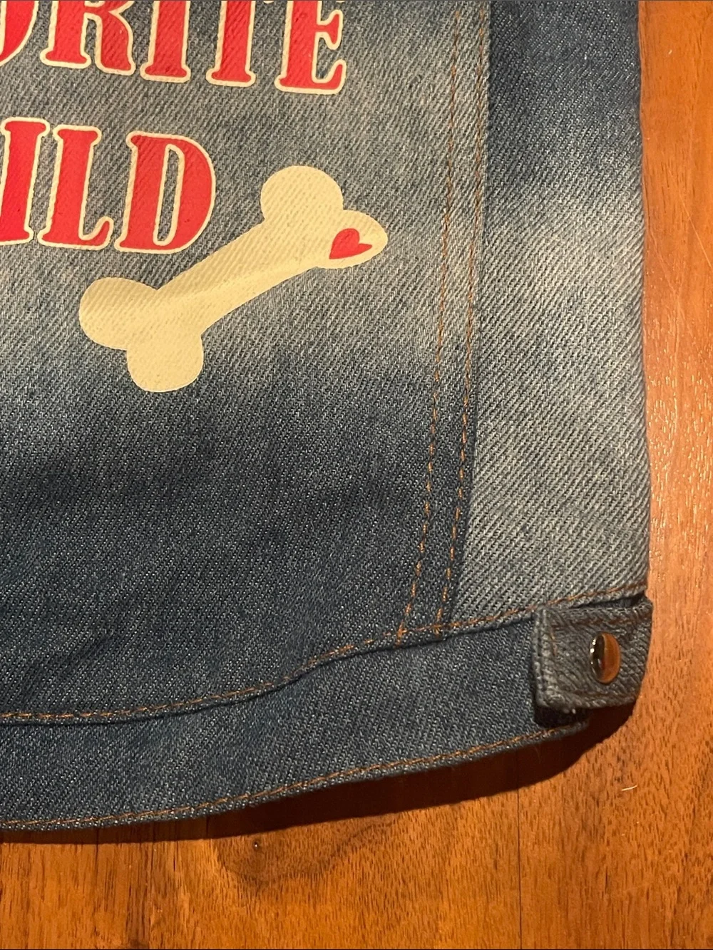 “Favorite Child” Denim Dog Pullover Jacket- size Medium